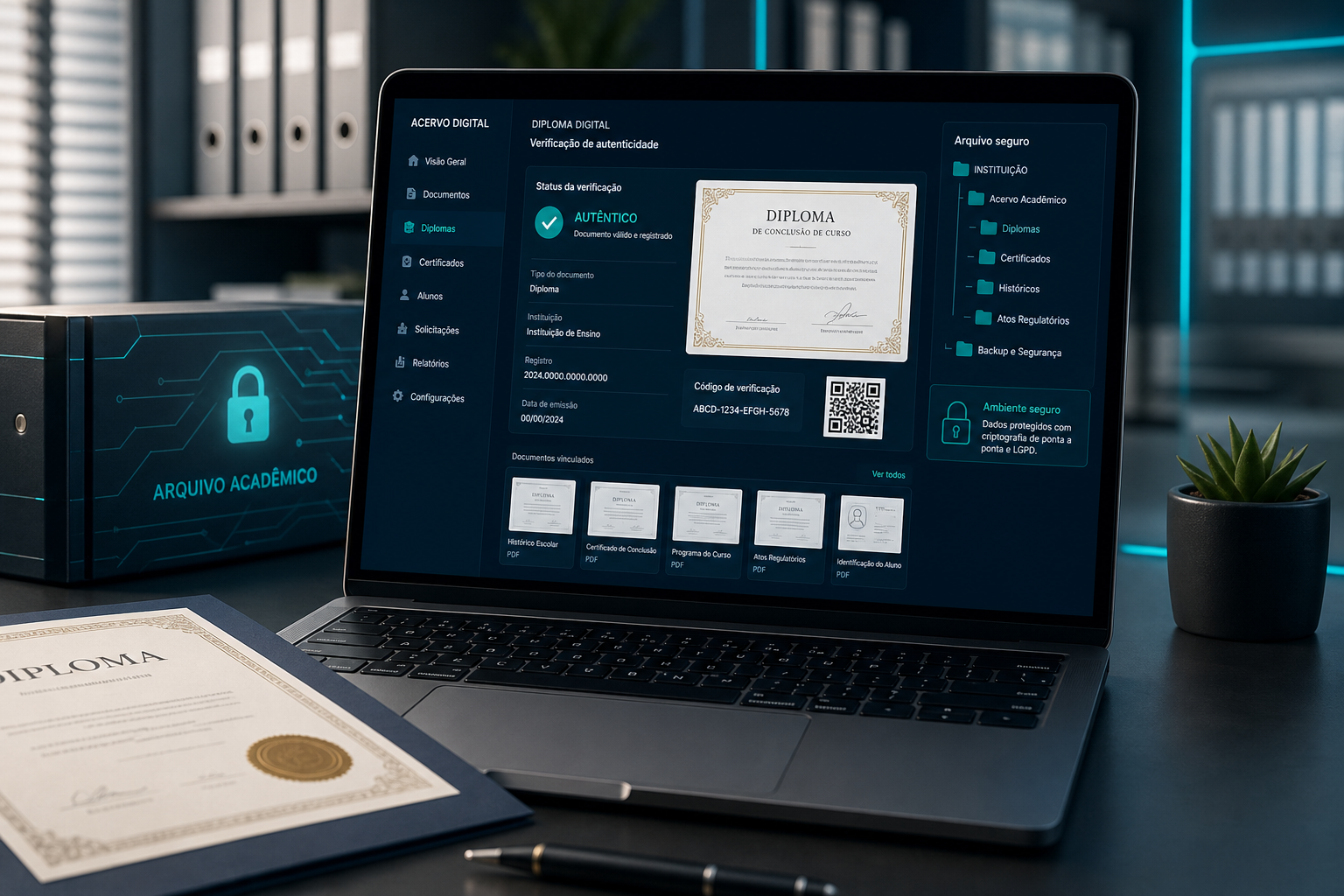 Sistema seguro de acervo e diploma digital