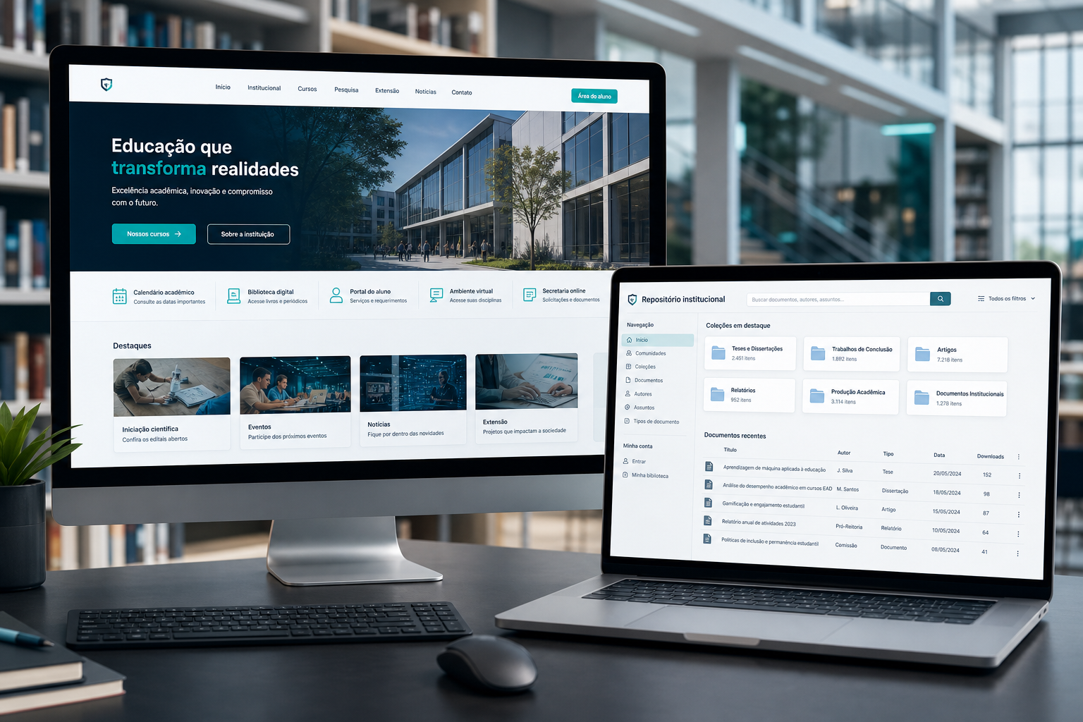 Site institucional e repositório acadêmico digital